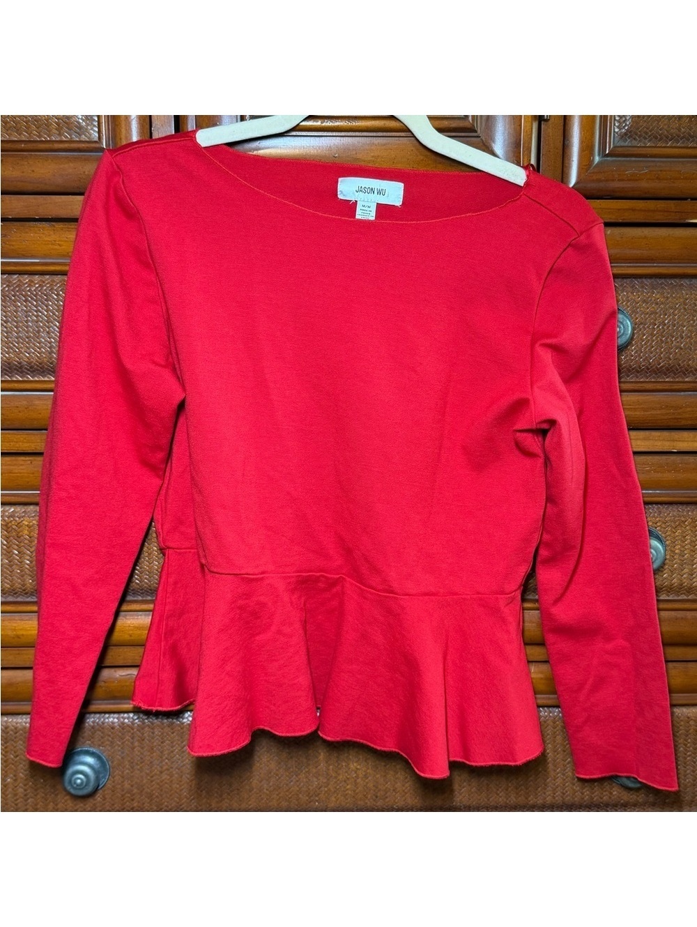 NEW Jason Wu Red Peplum Top
